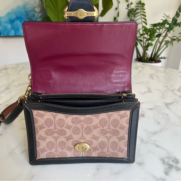 Coach 1941 Riley Top Handle 22 Signature Canvas Brass Tan Black 73937 Crossbody - Picture 9 of 16